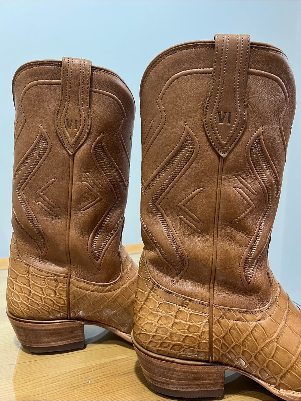 Tecovas Women's birthday boot 6 Tan Alligator Leather Heeled Boots - Picture 8 of 10